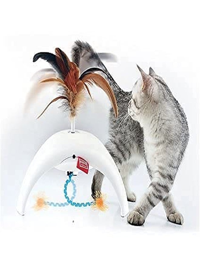 Pet Believe لعبة دوغ ترست للقطط، دوارة الريش، روبوت الحيوانات الأليفة | لعبة تفاعلية للقطط مع أغطية ريش طبيعية قابلة للاستبدال و3 أوضاع استشعار للحركة للعب النشط في الأماكن المغلقة - Image 1